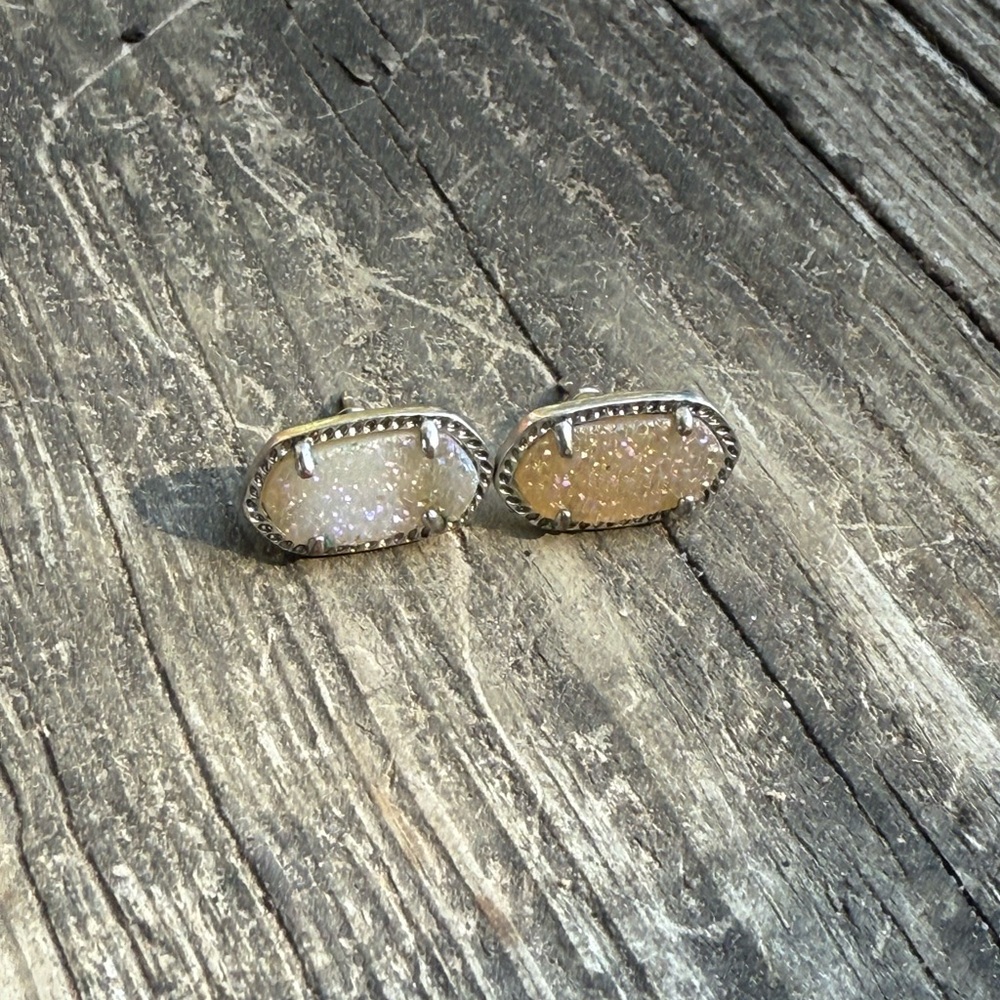 Kendra Scott Gold and Silver Oval Druzy Earrings